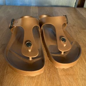 Birkenstock’s gold sandals